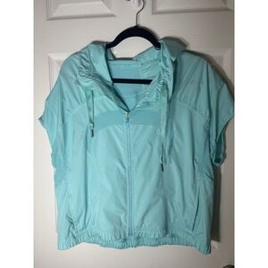 Lululemon Light Teal Full Zip Hooded Vest Running Zipup Size 12 Windbreaker